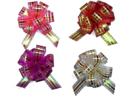 China PP gift wrapping pull ribbon gift bow for Fruit Baskets Packages in Gold line , Crimped , lace edge metallic ribbon distributor