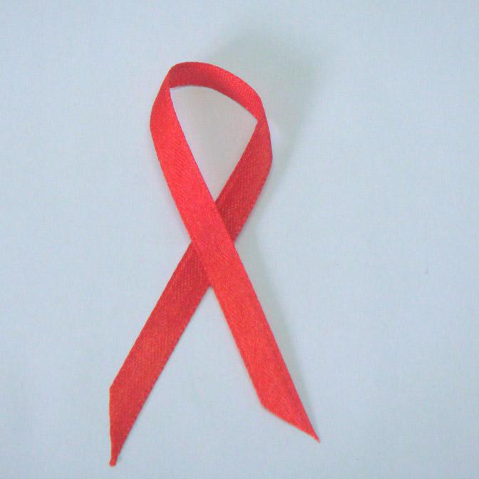 Small ribbon bow Tie , Satin Red AIDS bow with safety pin to sign AIDS mark