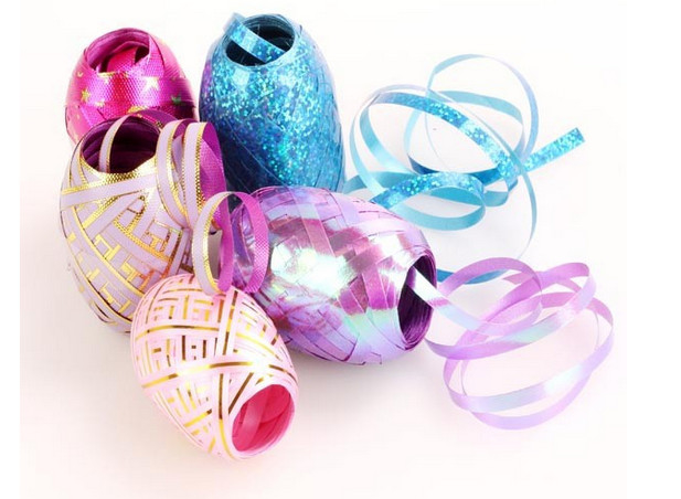 Colorful And Fashionable Indoor Decoration Christmas Ribbon Egg with PP gold line