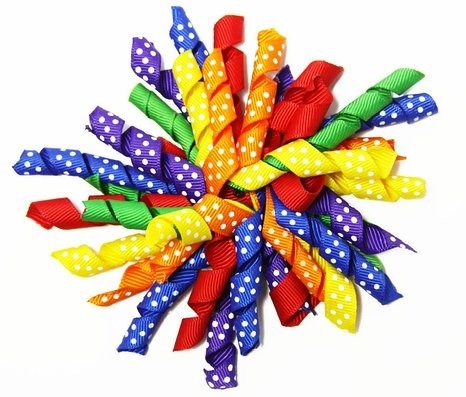 Colorful 4.5" Grosgrain with dot Curling / Curly Ribbon bow for  Korker Hair Bow Clips supplier
