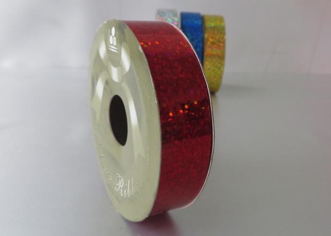 Customised Holographic ribbon 1/2"  x 20y , red white blue Ribbon Roll 90U - 200U Thickness