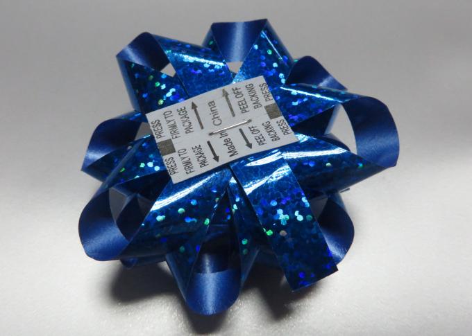 Fancy pattern 1 / 4" -  3" Holographic star ribbon bows blue for Christmas tree decoration