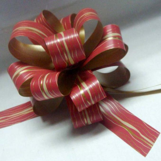 4“ Pom Pom Bow with Solid printed ribbon for chocolate boxes packing and decoration