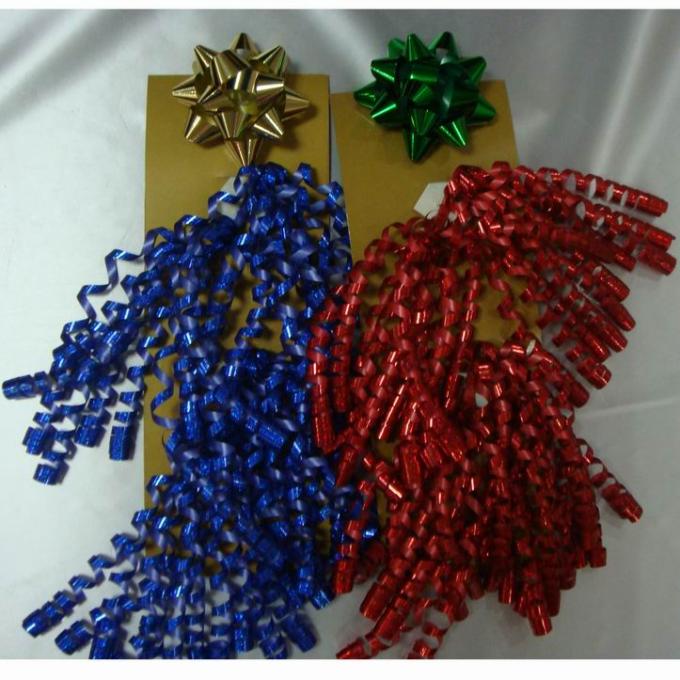 Red , Green , White Combinations christmas Curling Ribbon Bow , PP Metallic