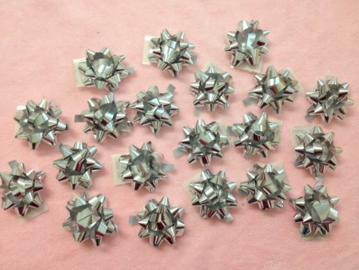 Professional Metallic and Holographic Mini Gift star bow 3 / 4" diameter , 3mm width