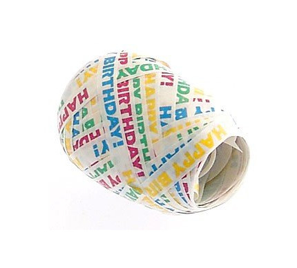 Happy Birthday 50 Feet Iridescent Printed Curling Ribbon Egg 3 / 16" width